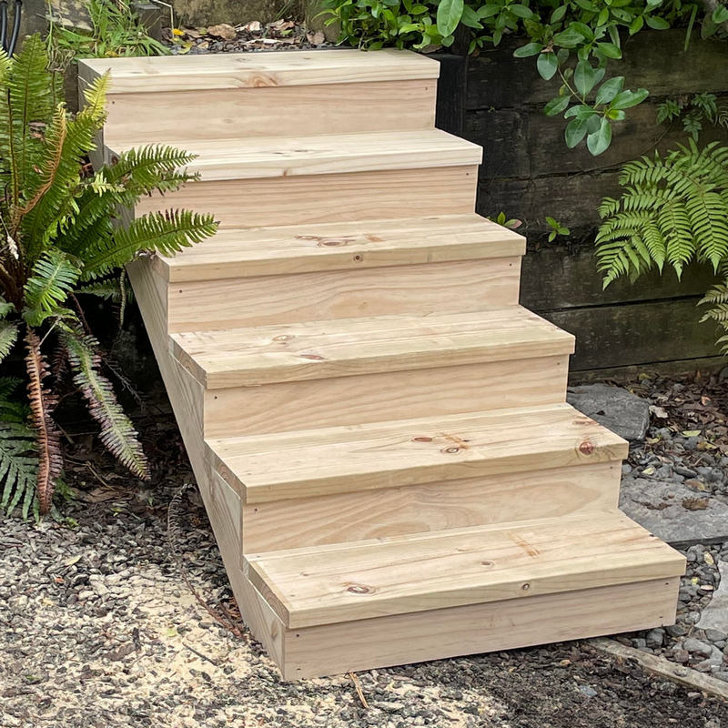 wooden steps waiting for corten cladding