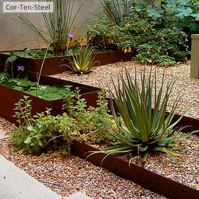 corten steps and planters