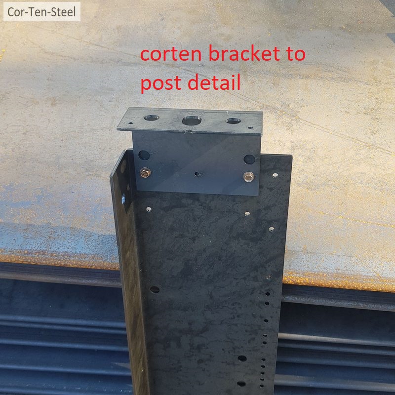 corten bracket to post detail