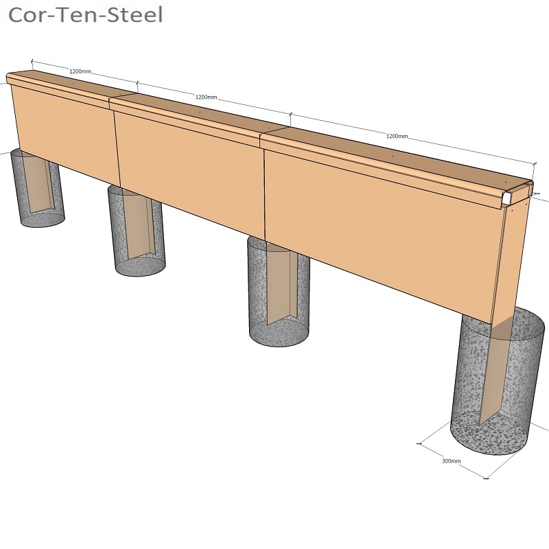 corten post set in concrete diagram