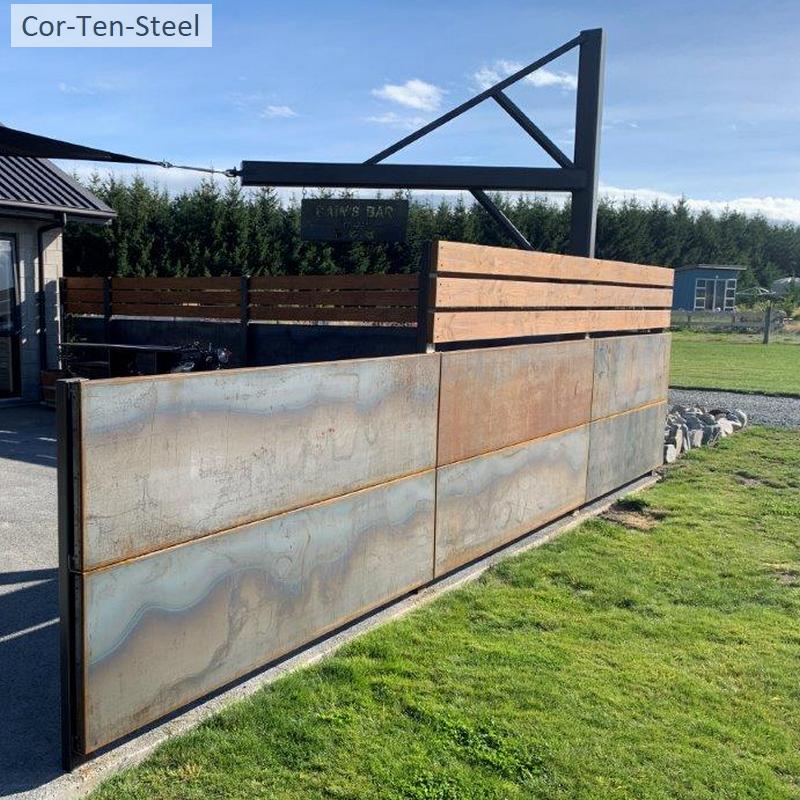 corten fence panels built horizontally
