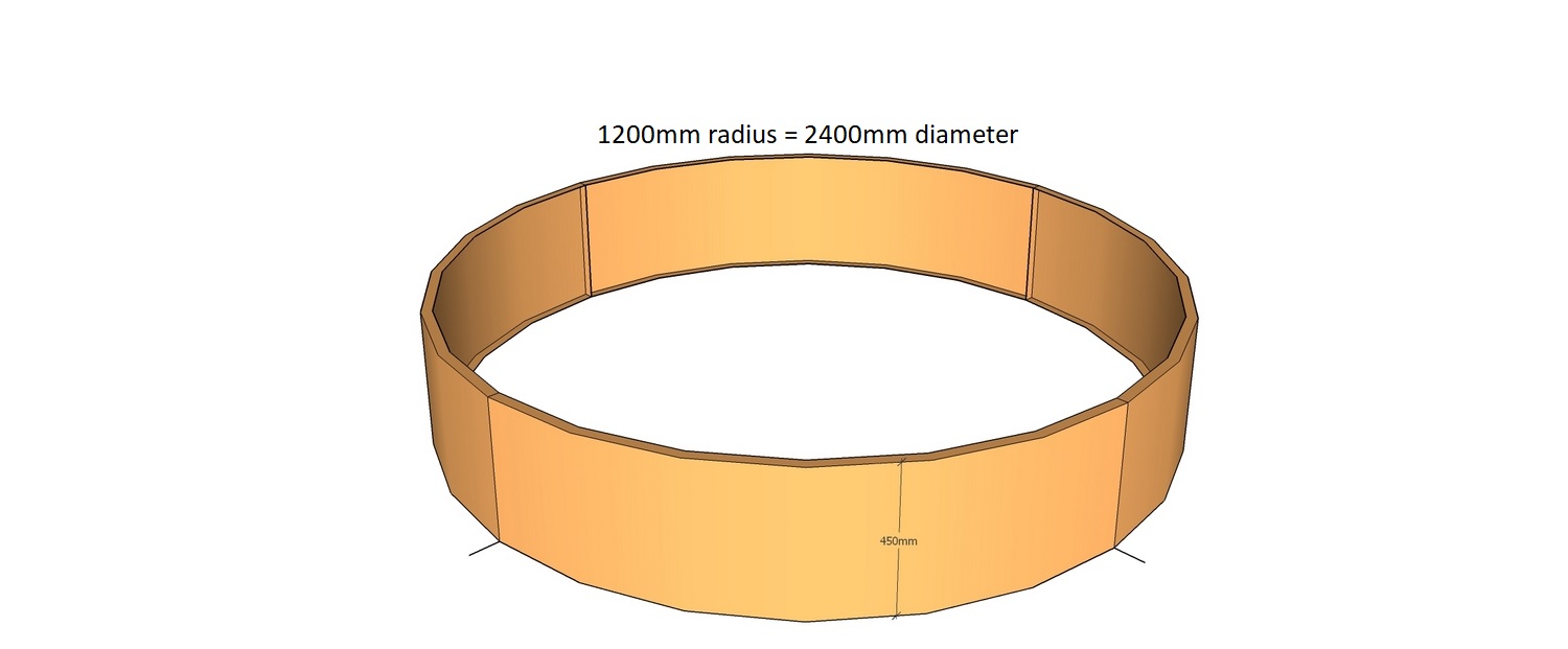 corten round planter 1200mm radius x 450mm tall layout example