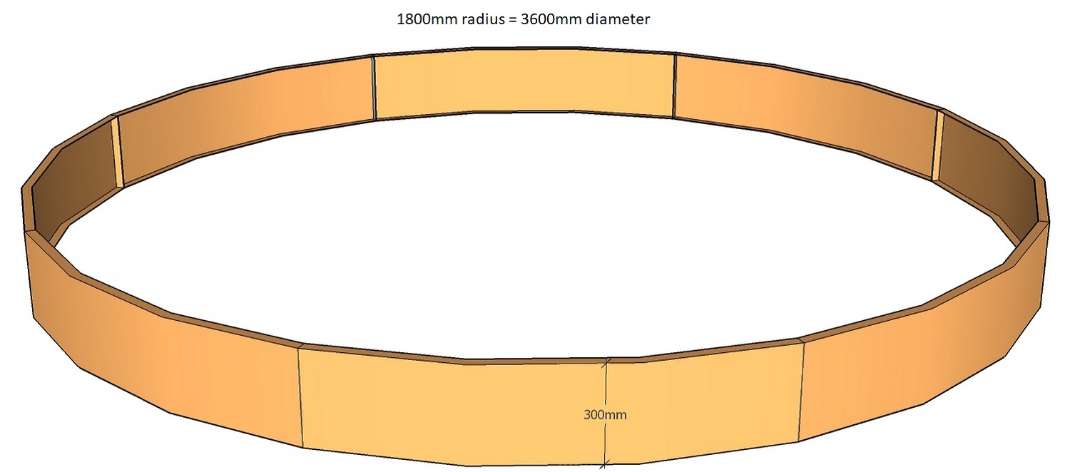 round corten planter 1800mm radius x 300mm tall layout