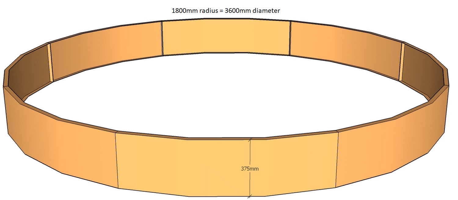 round corten planter 1800mm radius x 375mm tall layout