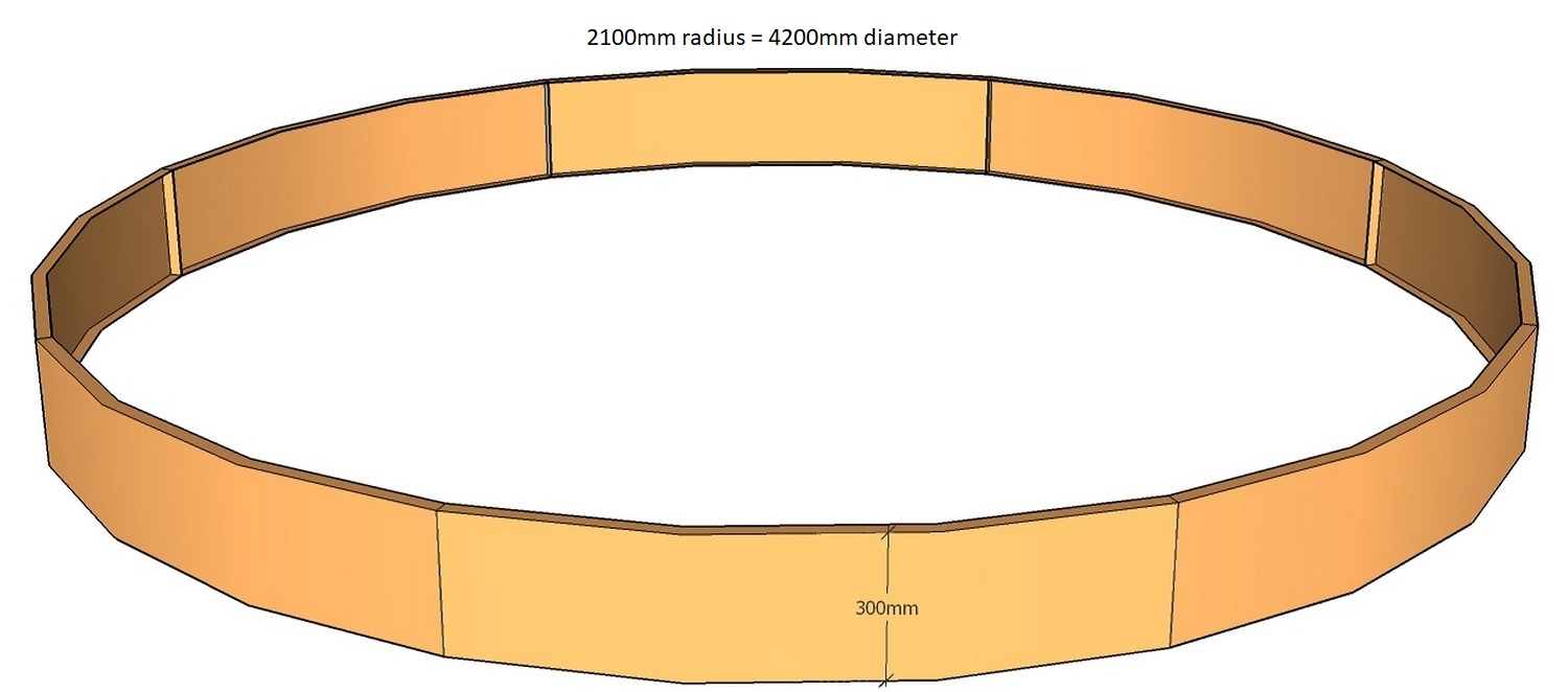 round corten planter 2100mm radius x 300mm tall layout