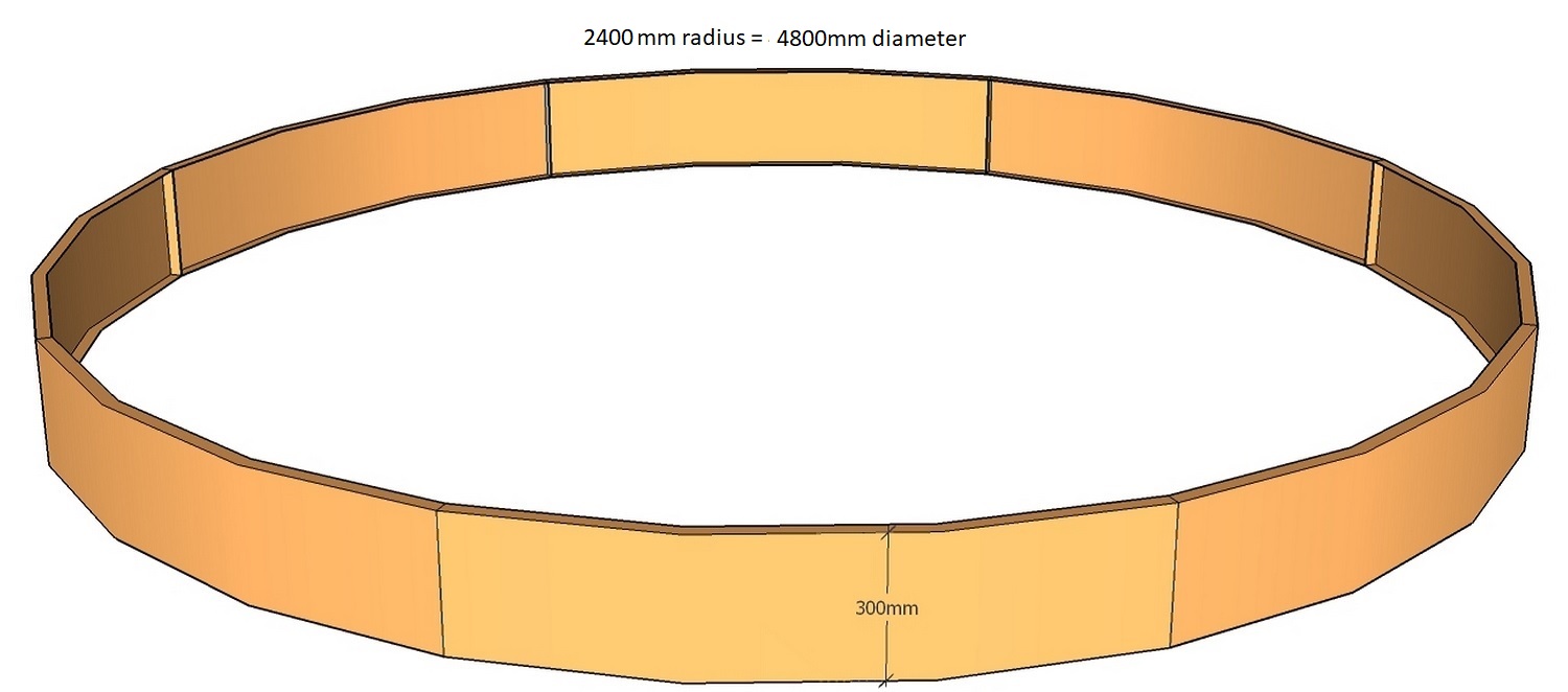 round corten planter 2400mm radius x 300mm tall layout