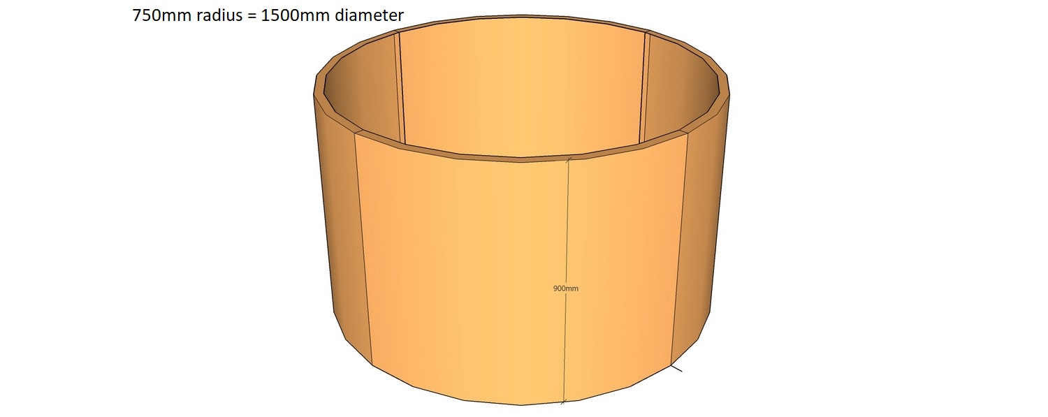 round corten planter 750mm radius x 900mm tall using 4 segments