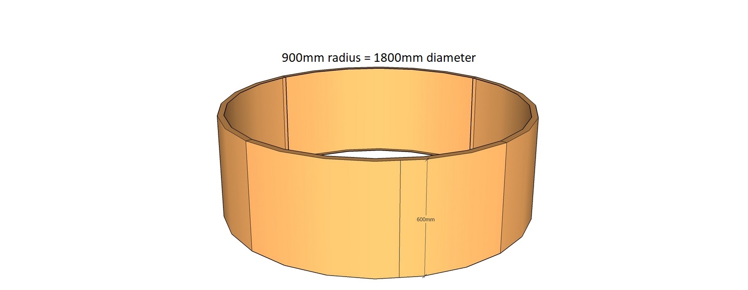 corten round planter 900mm radius x 600mm tall using 4 segments