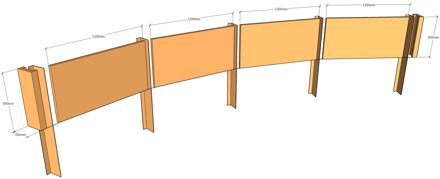 corten retaining wall 4.93m long x 600mm tall with flat panels