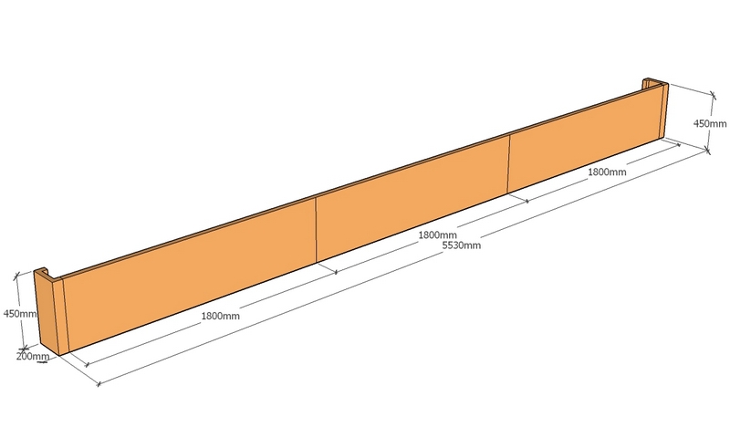 corten retaining wall 5.53m long x 450mm tall layout